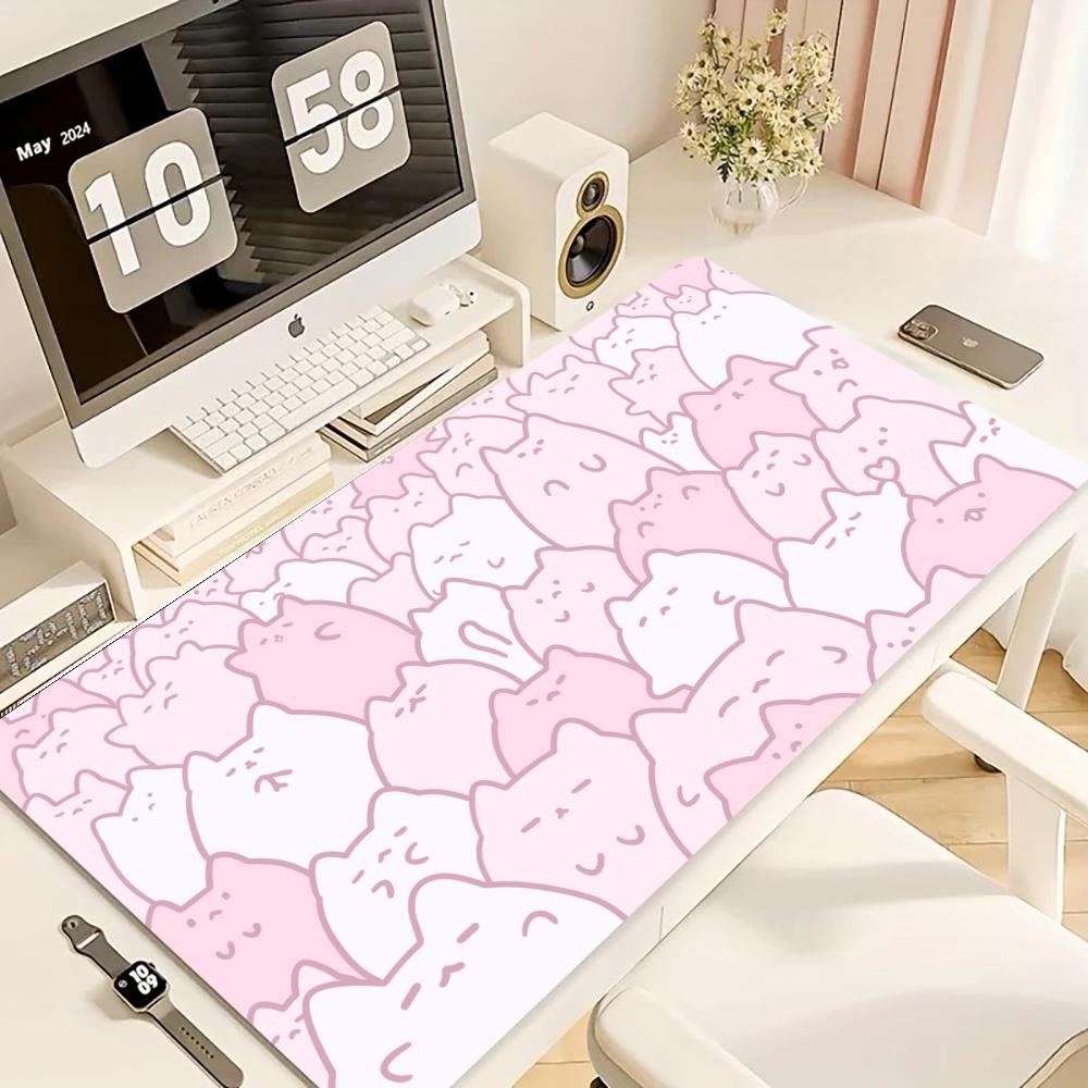 Desk Setup Art - Gaming-muismat, grote bureaumat, antislip rubberen basis,