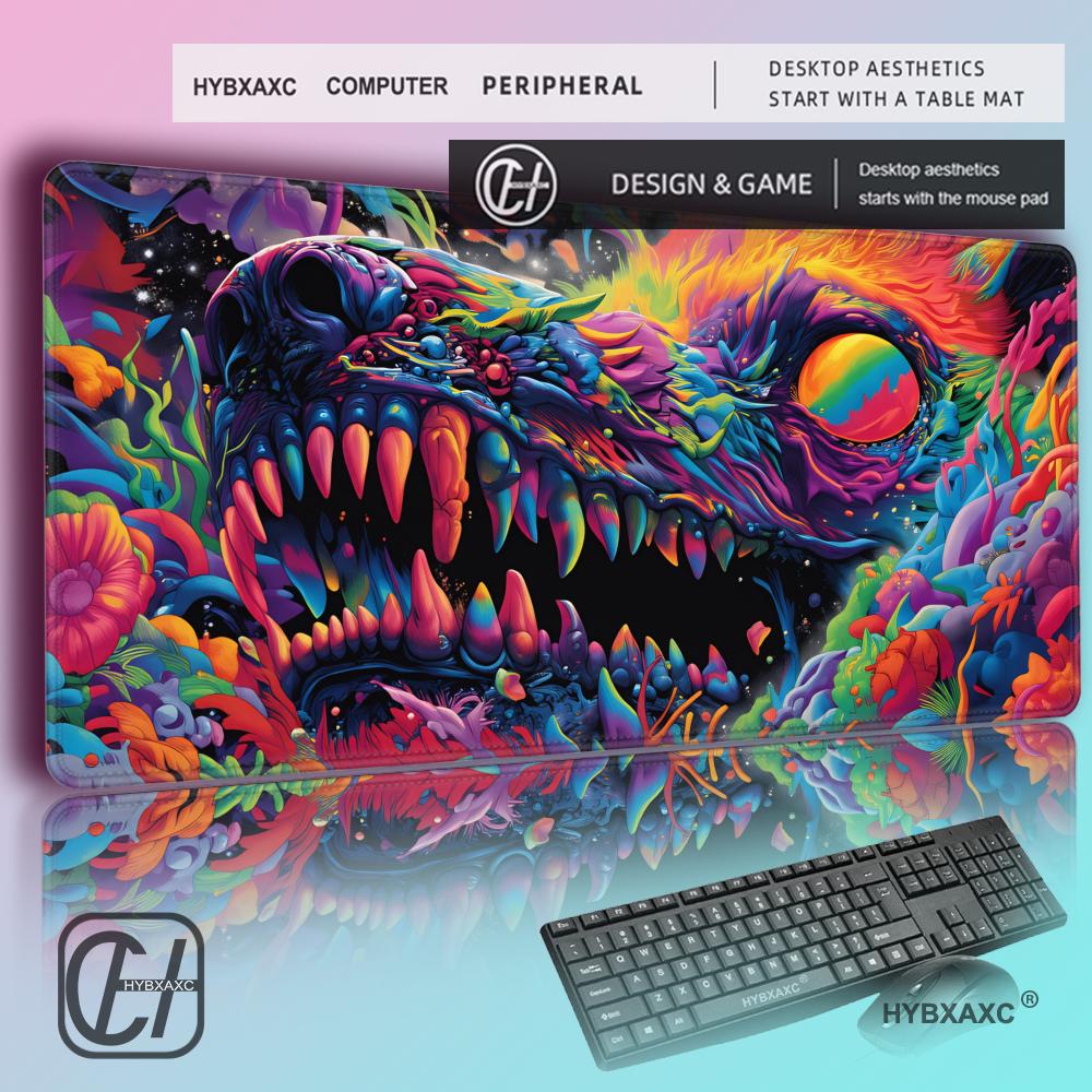 Desk Setup Art - HYBXAXC Psychedelische Monster Bureaumat Trippy Skull