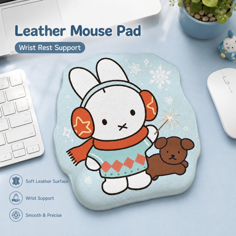 Desk Setup No Computer - Anime Miffy Lederen Muismat met Polsteun