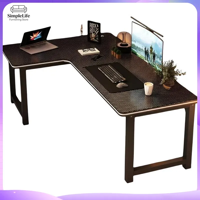 Desk Setup For Gaming - Hoekbureau computerbureau met opbergplank voor pc-setup