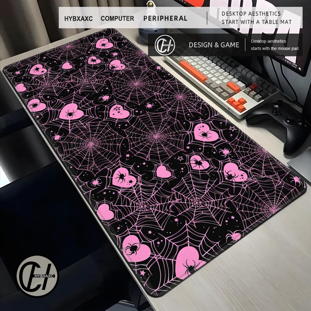 Desk Setup For Gaming - 90x40 Wit of Roze Spinnenweb Hartjes