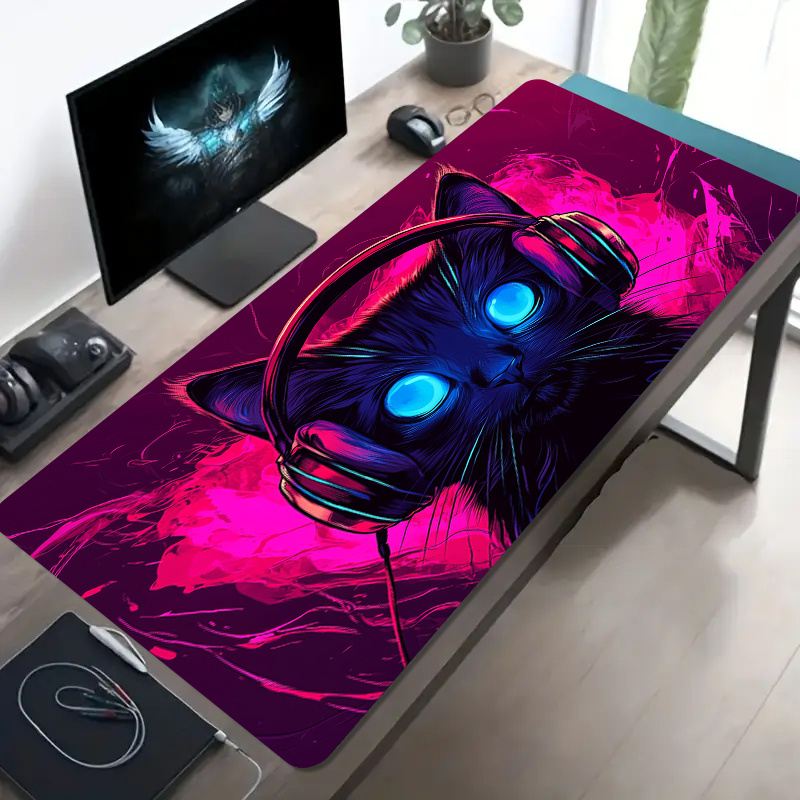 Desk Setup For Gaming - Neon Glowende Katten Headset Uitgebreide Gaming