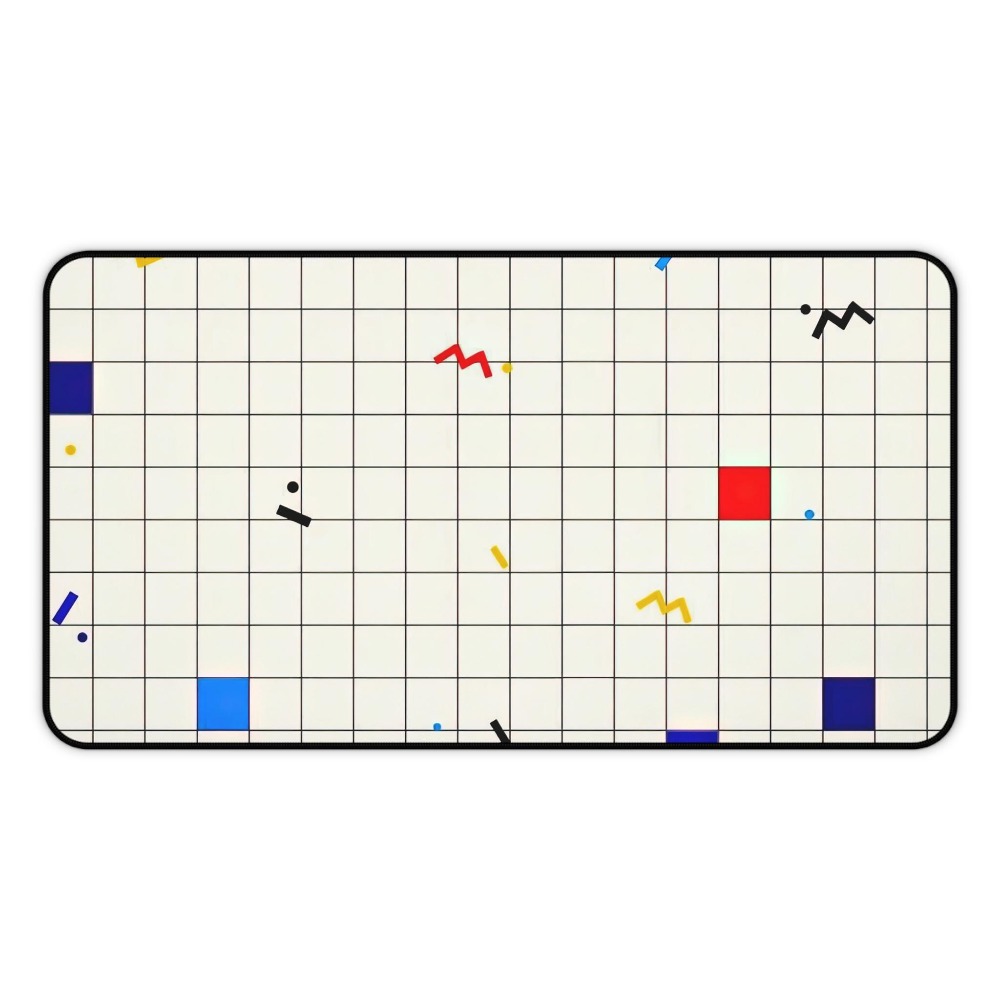 Desk Setup Art - Retro Geometrische Grid Bureaumat Muismat Memphis