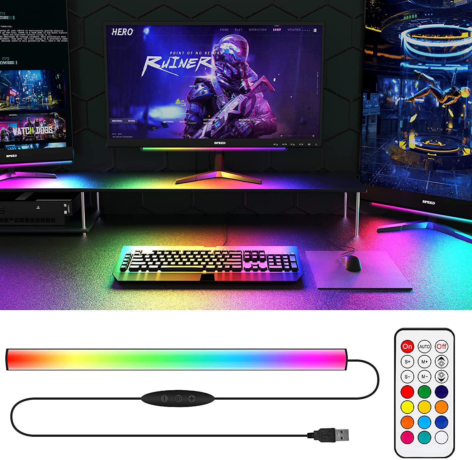 Desk Setup Diy - Onder monitor lichtbalk RGB Dreamcolor Ambient