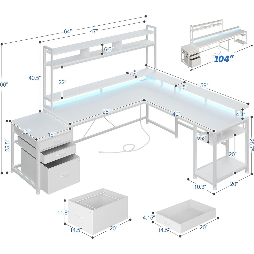 104-inch L-vormig bureau voor  - Desk Setup No Computer recensie en prijs