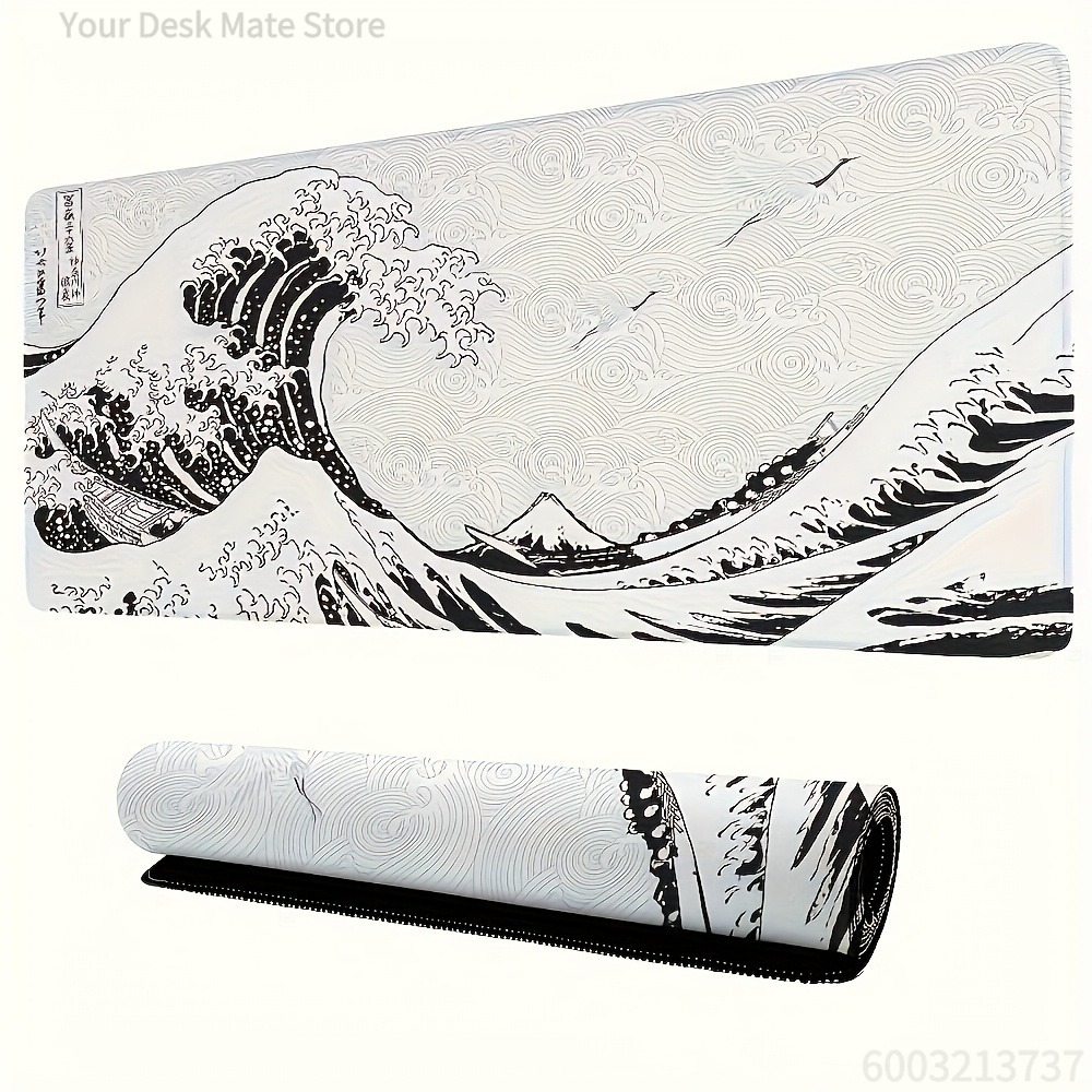 Zwart-witte Wave Art XXL burea - Desk Setup Art recensie en prijs