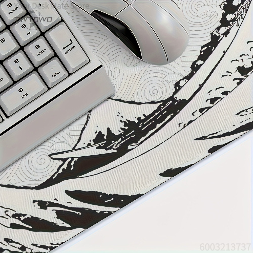 Zwart-witte Wave Art XXL burea - Desk Setup Art recensie en prijs