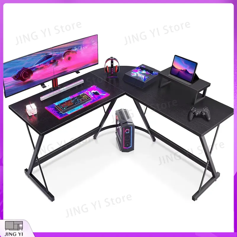 L-vormig gamingbureau met moni - Desk Setup No Computer recensie en prijs